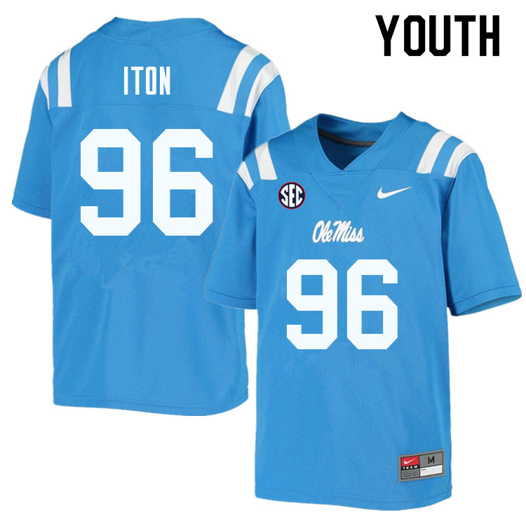 Isaiah Iton Ole Miss Rebels NCAA Youth Powder Blue #96 Stitched Limited College Football Jersey NLJ7558YJ